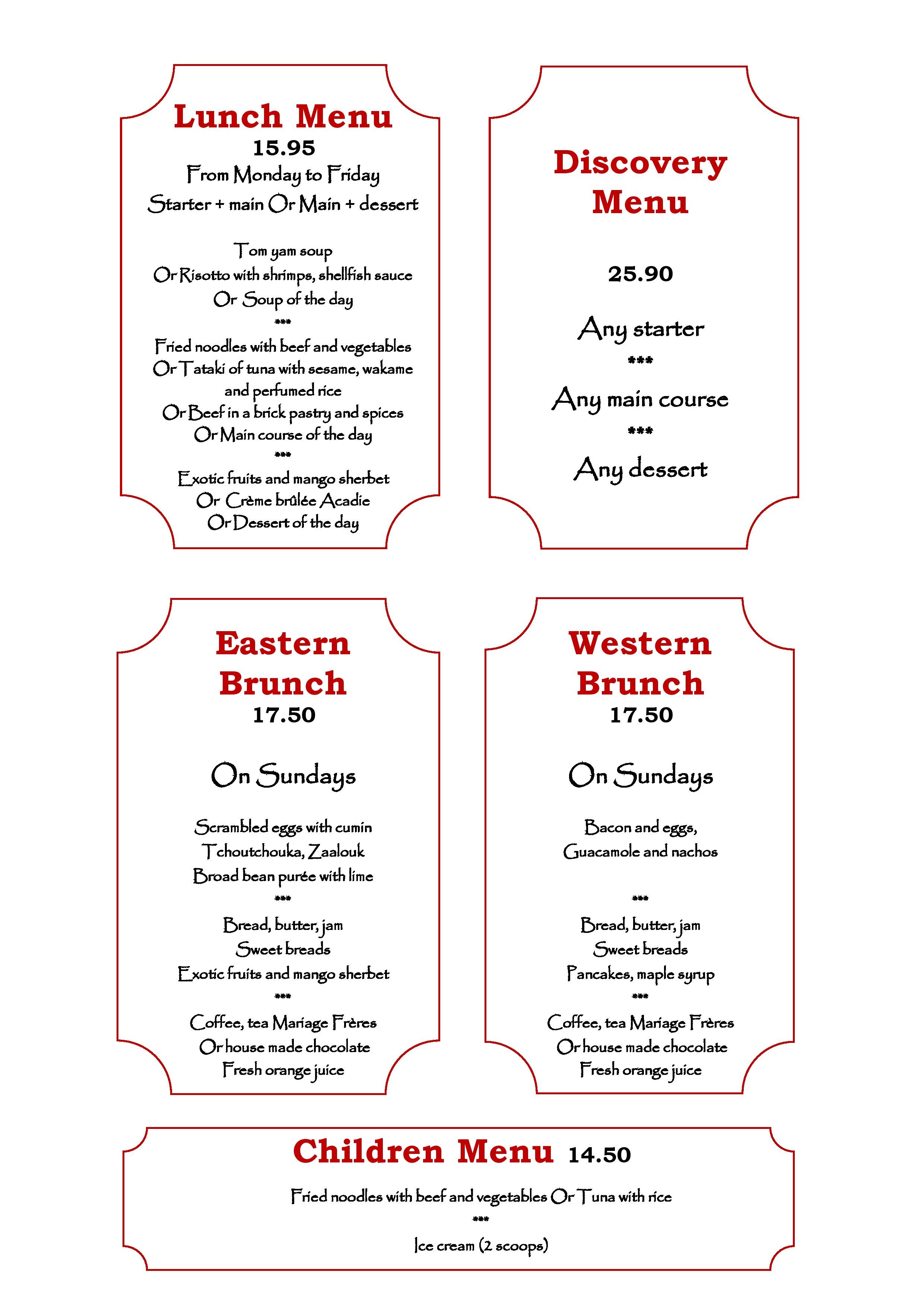 Menu — Bouillon des Colonies